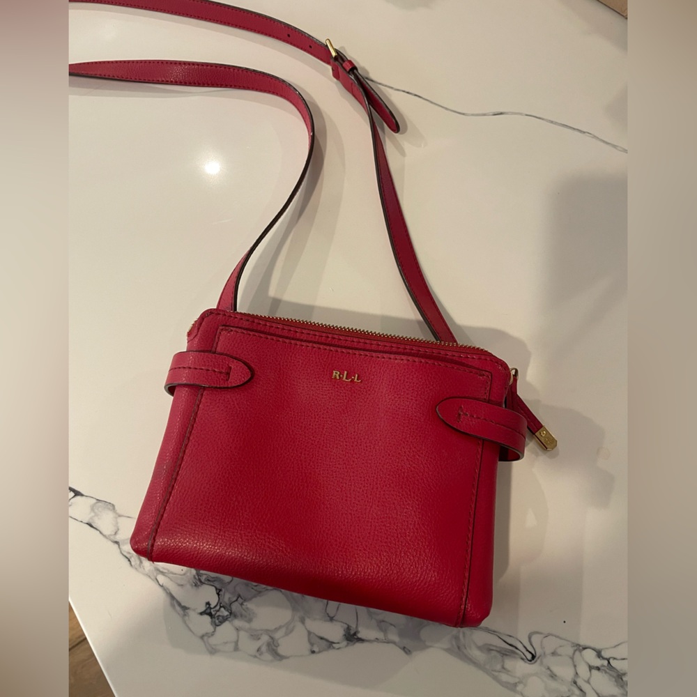 Ralph Lauren red leather crossbody bag in great condition